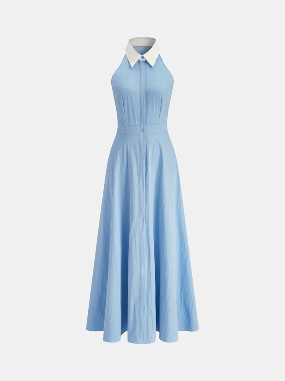 Commense Light Blue Halter Maxi Dress with White Collar size M